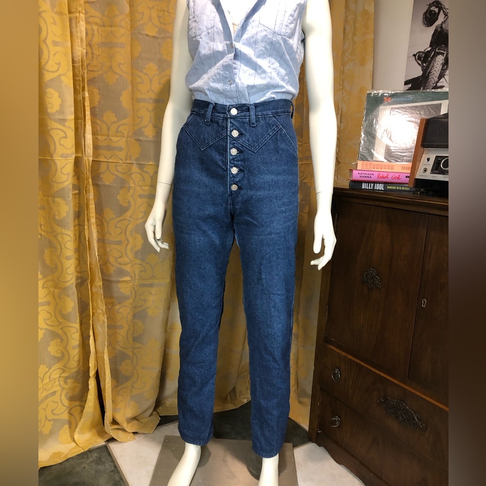 Vintage Western Yolk Button Fly Navy Skinny Jeans